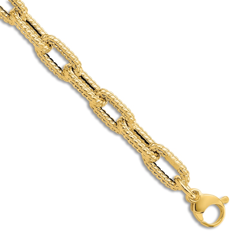 Textured Link Chain Bracelet 14K Yellow Gold 7.5"