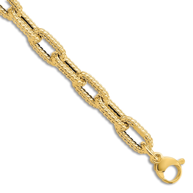 Main Image 1 of Textured Link Chain Bracelet 14K Yellow Gold 7.5"