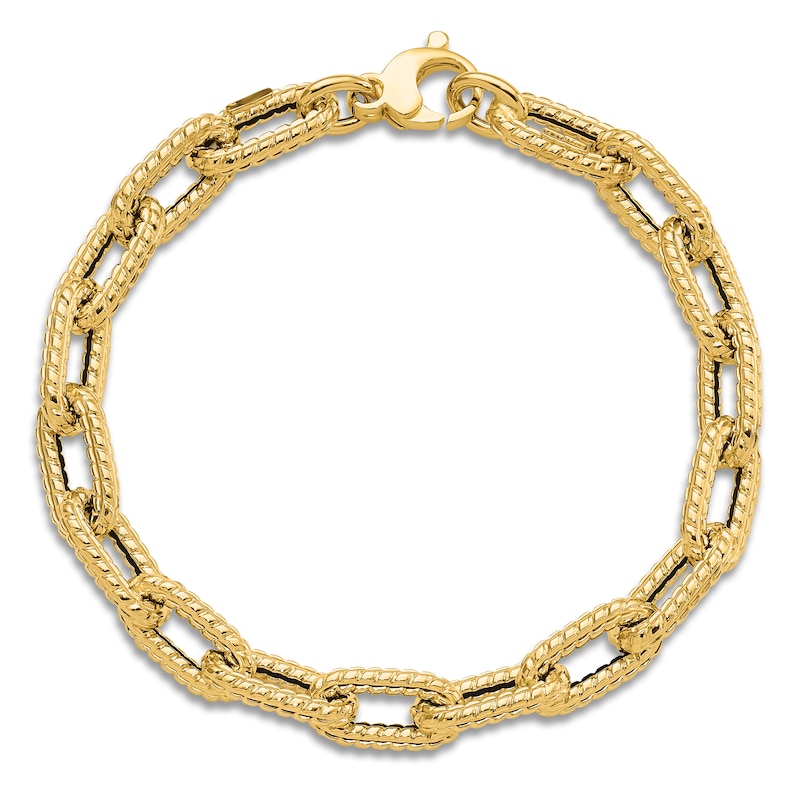Textured Link Chain Bracelet 14K Yellow Gold 7.5"