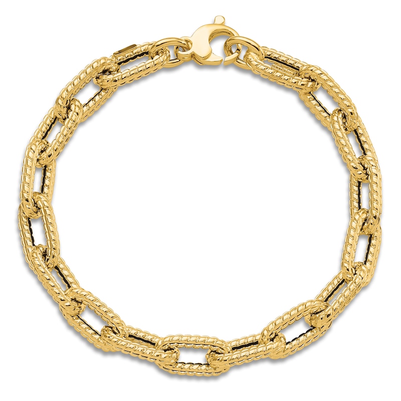 Main Image 4 of Textured Link Chain Bracelet 14K Yellow Gold 7.5"