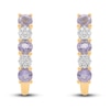 Thumbnail Image 1 of Natural Amethyst J-Hoop Earrings 1/15 ct tw Round 14K Yellow Gold