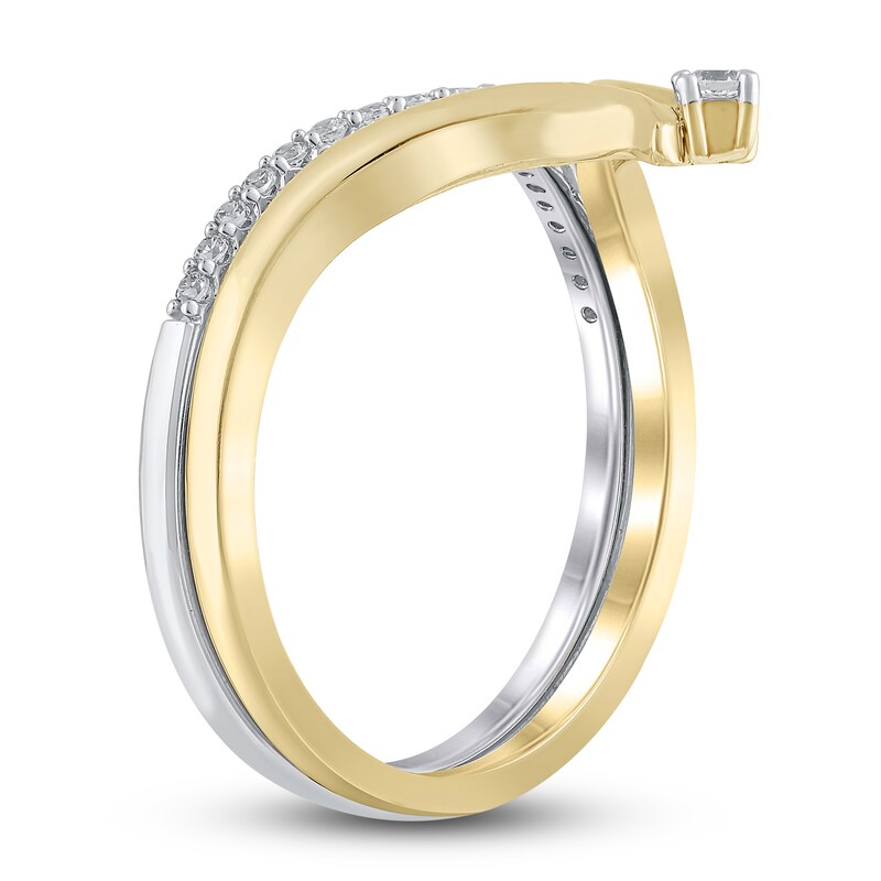 Main Image 2 of Diamond Contour Wedding Band 1/6 ct tw Round 10K Two-Tone Gold