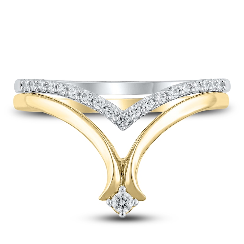 Main Image 3 of Diamond Contour Wedding Band 1/6 ct tw Round 10K Two-Tone Gold