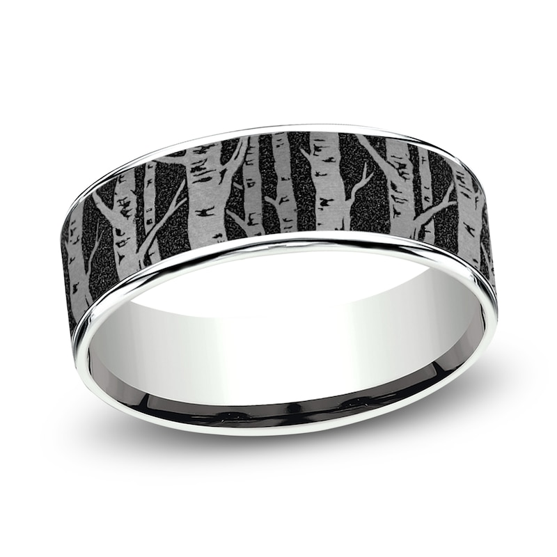 Main Image 1 of Men's Birch Wedding Band Titanium/14K White Gold 7.5mm