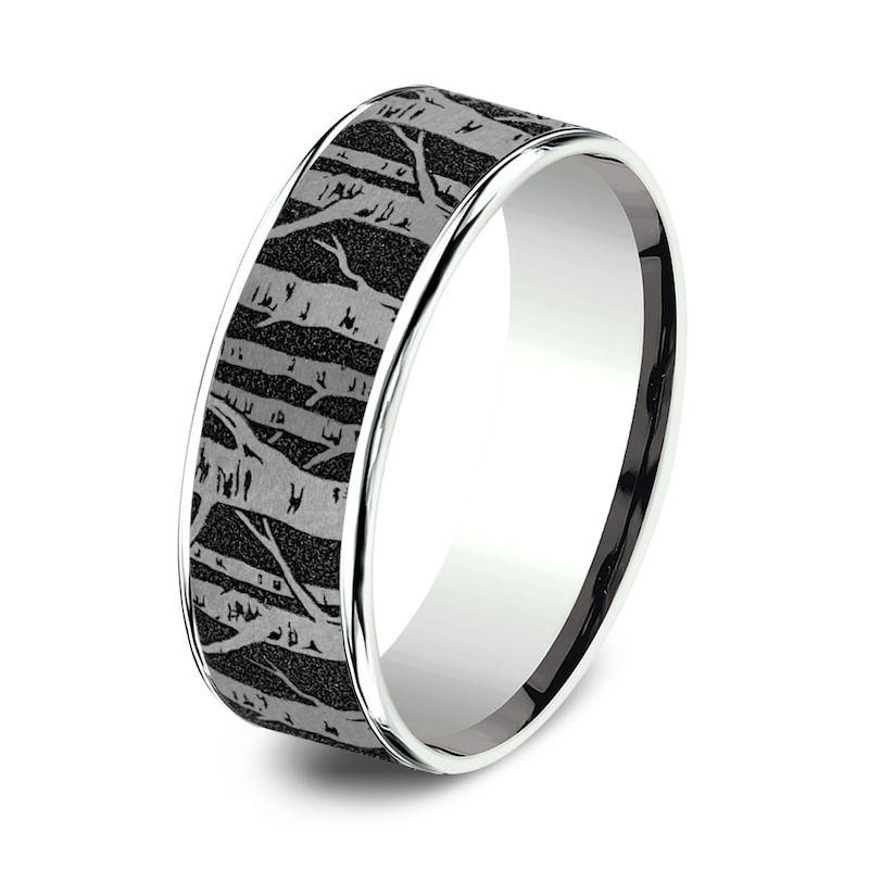 Main Image 2 of Men's Birch Wedding Band Titanium/14K White Gold 7.5mm