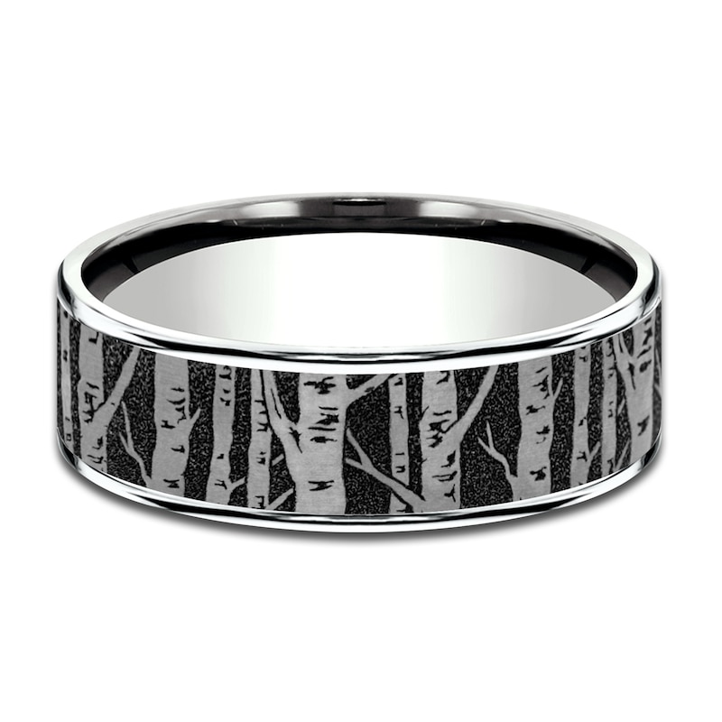 Main Image 3 of Men's Birch Wedding Band Titanium/14K White Gold 7.5mm