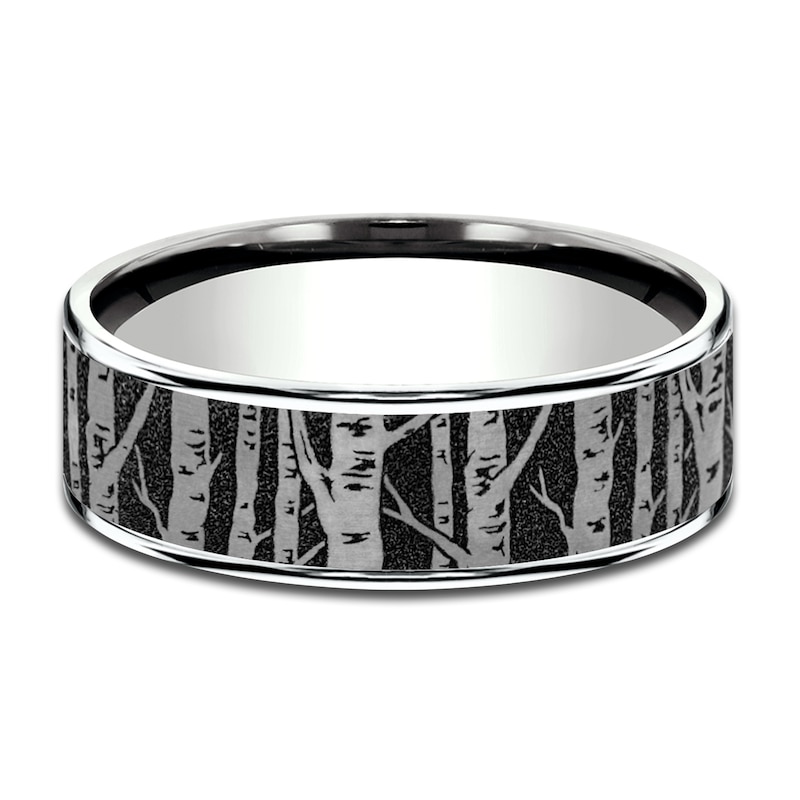 Men's Birch Wedding Band Titanium/14K White Gold 7.5mm