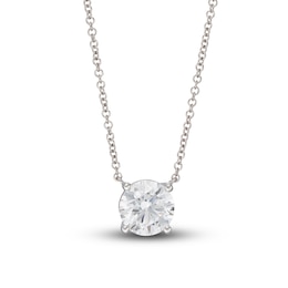 Lab-Grown Diamond Solitaire Necklace 1-1/2 ct tw Round 14K White Gold 19" (SI2/F)