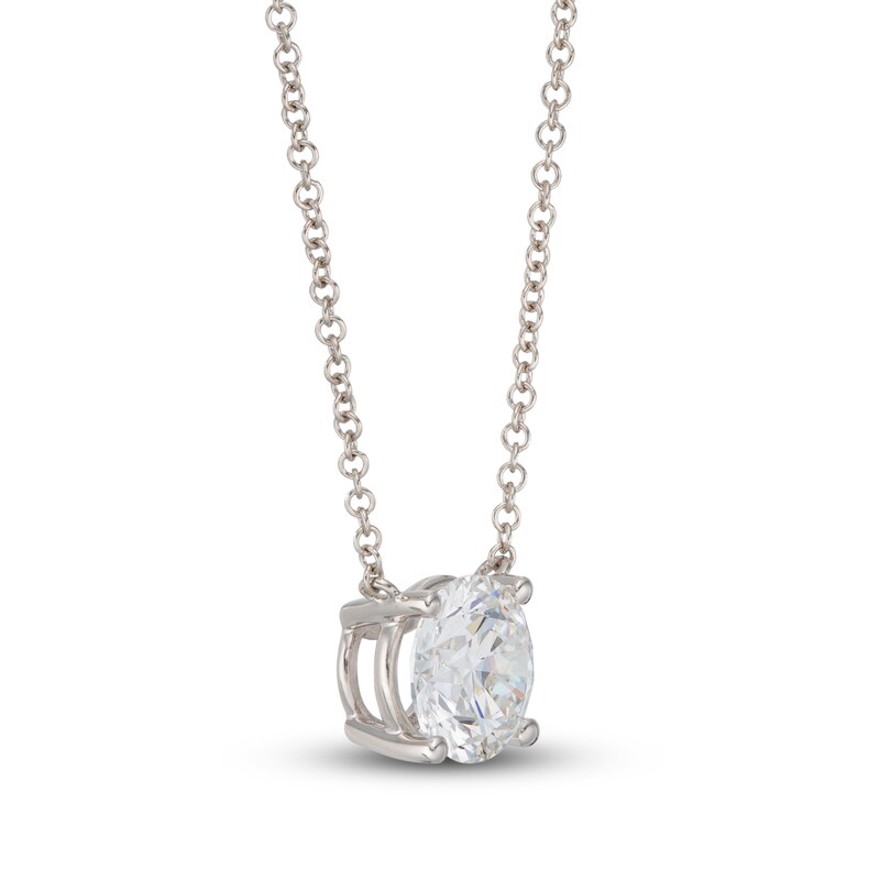 Main Image 2 of Lab-Grown Diamond Solitaire Necklace 1-1/2 ct tw Round 14K White Gold 19" (SI2/F)