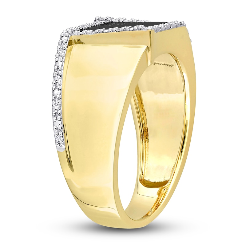 Main Image 2 of Men's Natural Onyx Ring 1/10 ct tw Diamonds 10K Yellow Gold