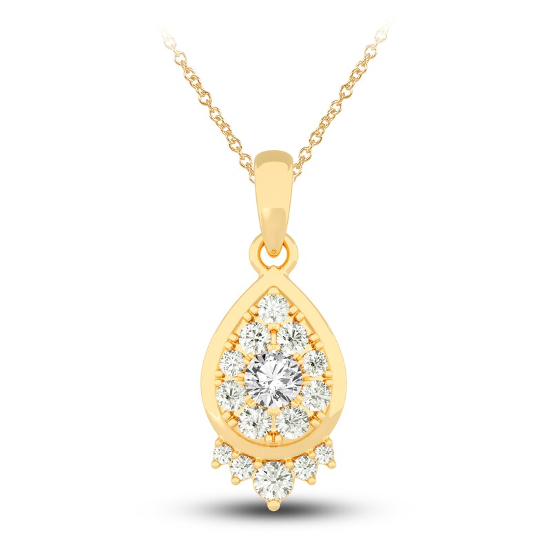 Main Image 1 of Diamond Pendant Necklace 1/2 ct tw Round 14K Yellow Gold 18"