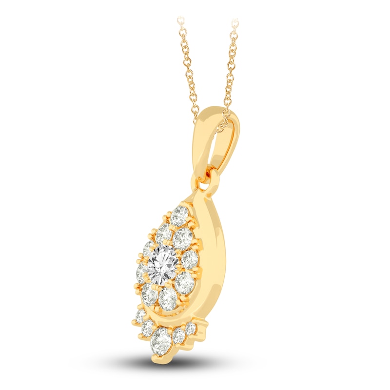 Main Image 2 of Diamond Pendant Necklace 1/2 ct tw Round 14K Yellow Gold 18"