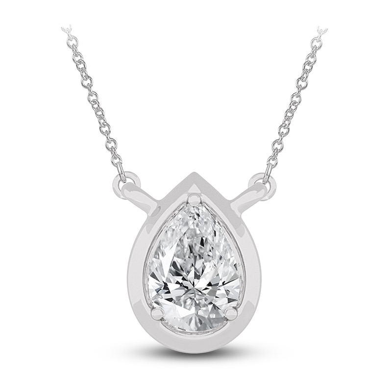Main Image 1 of Diamond Pendant Necklace 3/8 ct tw Pear 14K White Gold 18" (I1,I)