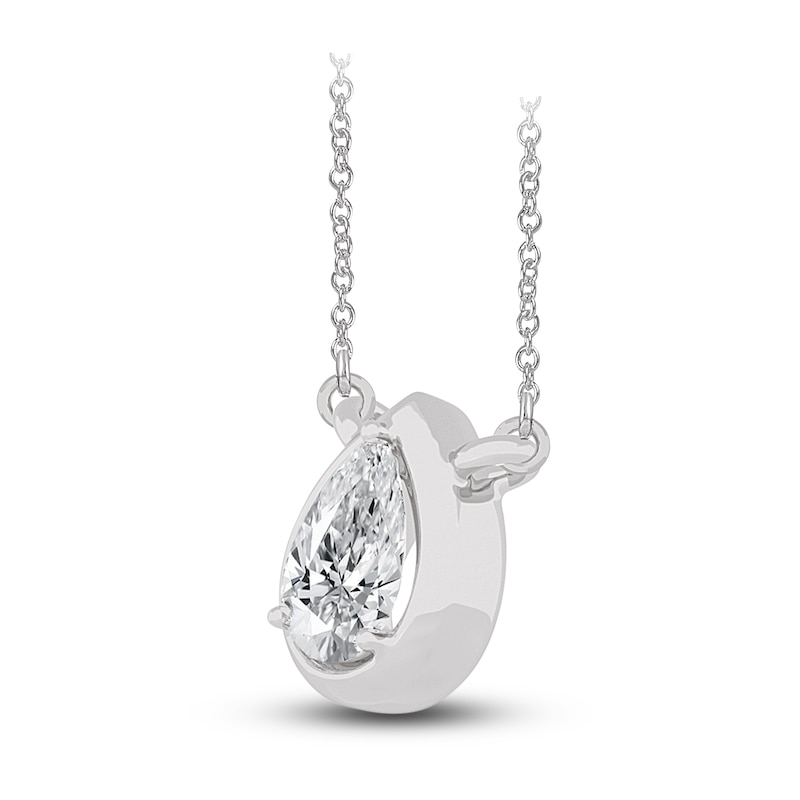 Diamond Pendant Necklace 3/8 ct tw Pear 14K White Gold 18" (I1,I)
