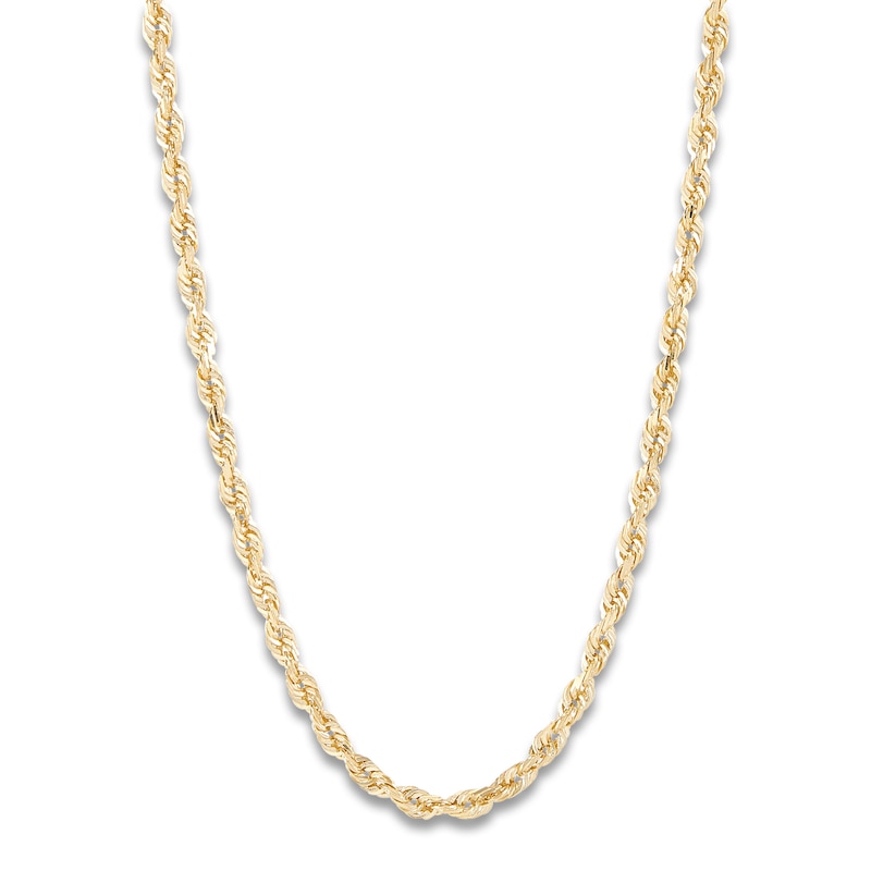 Main Image 1 of Solid Glitter Rope Necklace 14K Yellow Gold 24" 2.4mm