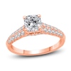 Thumbnail Image 1 of Diamond Halo Engagement Ring 1-3/8 ct tw Cushion/Round 14K Rose Gold