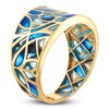 Thumbnail Image 2 of Italia D'Oro Ring Blue/Teal Enamel 14K Yellow Gold