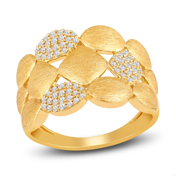 Diamond Pave Ring 14 ct tw Round 14K Yellow Gold