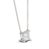 Thumbnail Image 1 of Lab-Created Diamond Solitaire Necklace 1 ct tw Princess 14K White Gold 19" (SI2/F)