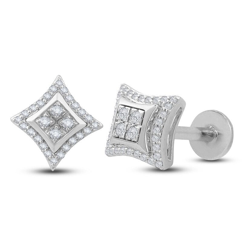 Diamond Flat Back Stud Earrings 1/4 ct tw Round 14K White Gold