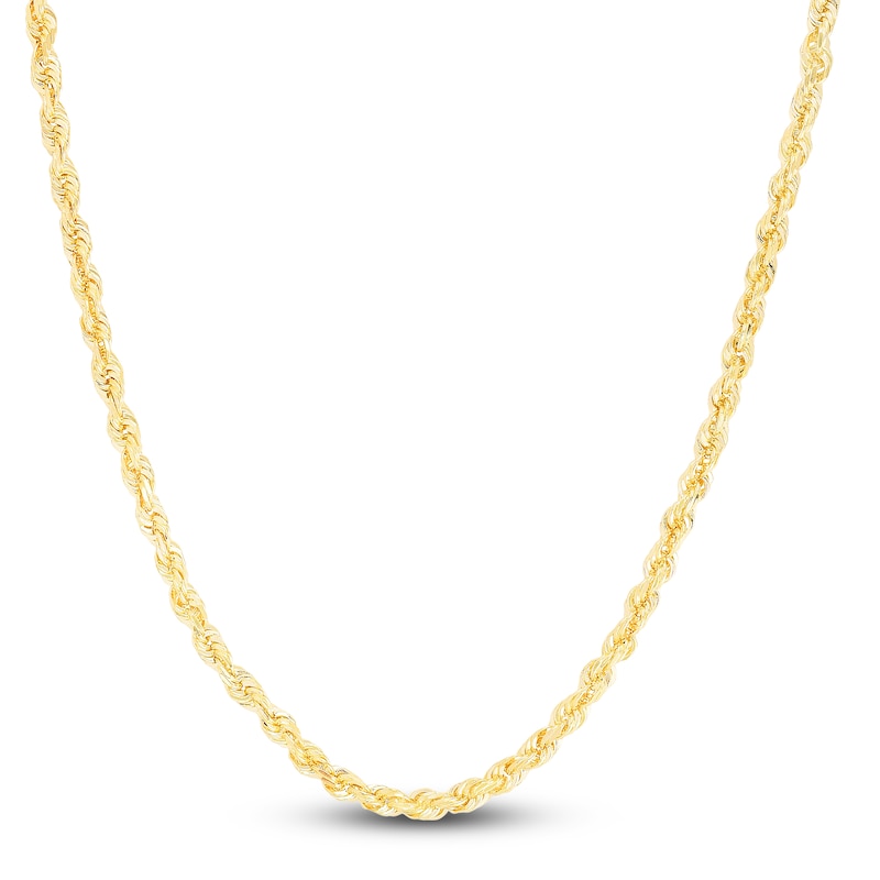 Main Image 1 of Men's Solid Diamond-Cut Rope Chain Necklace 14K Yellow Gold 22" 5.0mm