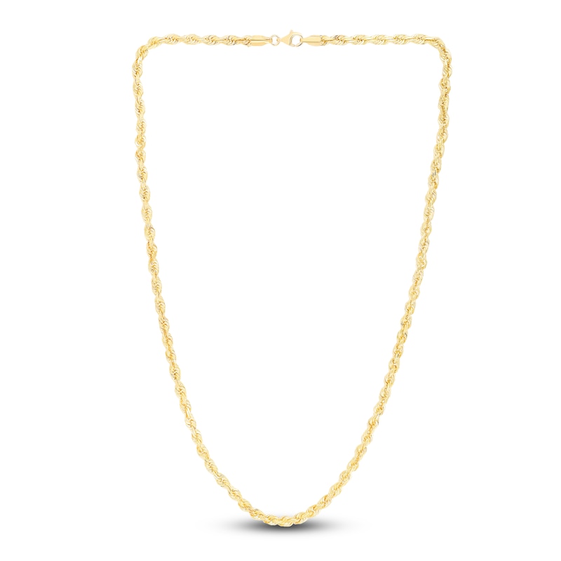 Main Image 2 of Men's Solid Diamond-Cut Rope Chain Necklace 14K Yellow Gold 22" 5.0mm