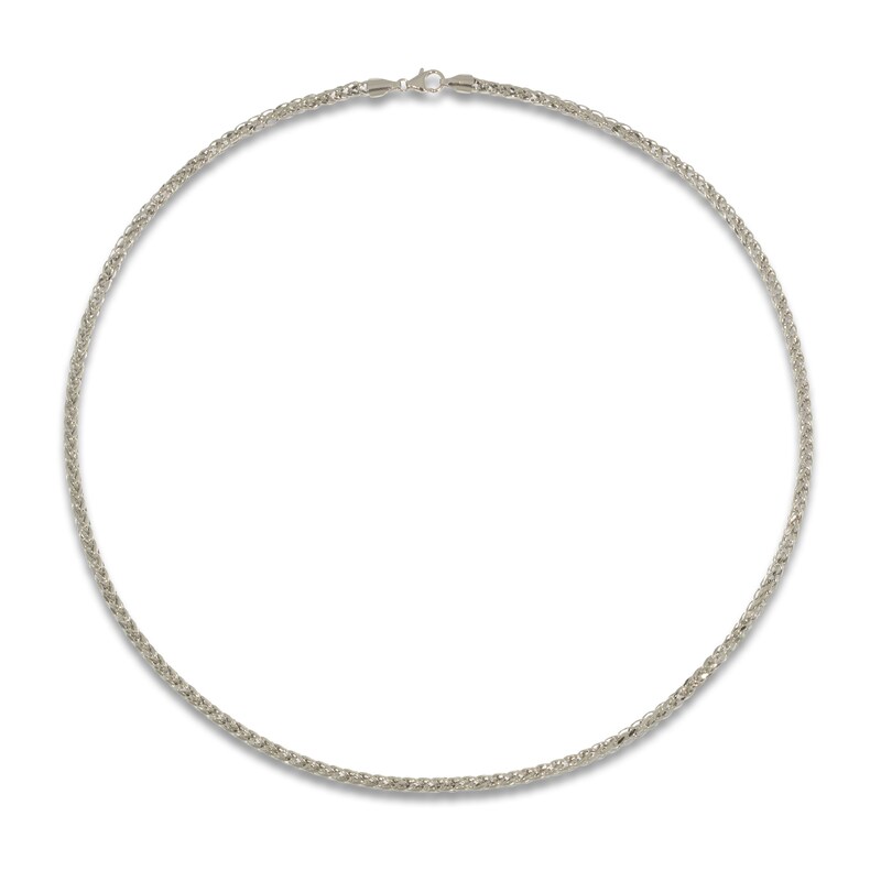 Hollow Wheat Chain Necklace 14K White Gold 20" 3.0mm