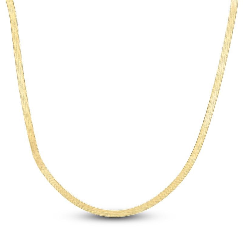 Solid Herringbone Chain Necklace 14K Yellow Gold 20" 4.6mm