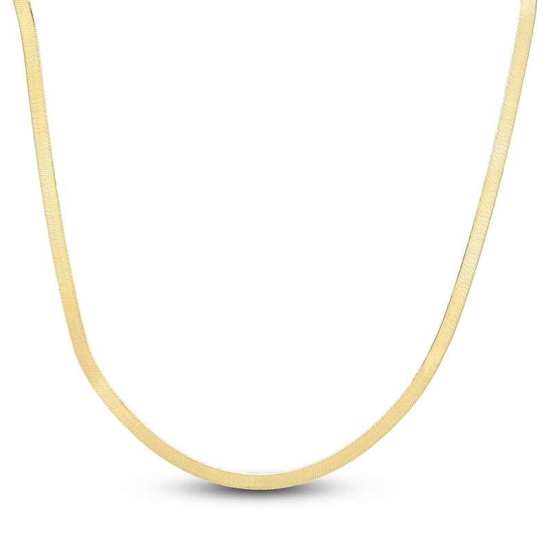 Main Image 1 of Solid Herringbone Chain Necklace 14K Yellow Gold 20" 4.6mm
