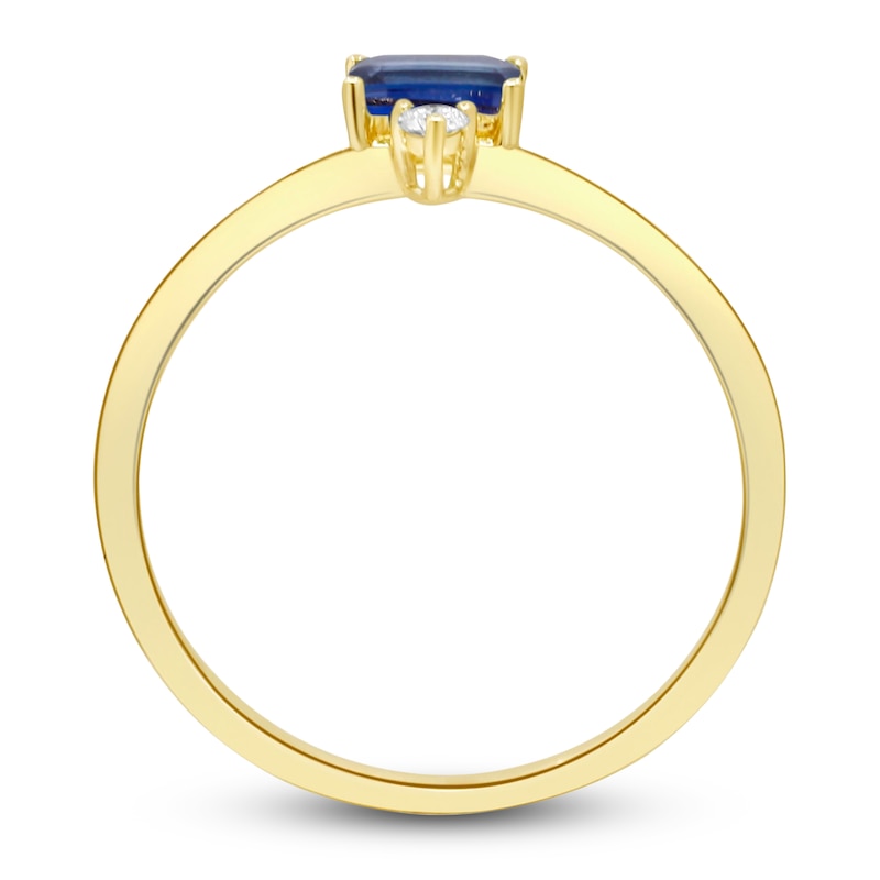 Main Image 2 of Natural Blue Sapphire Ring 1/20 ct tw Diamonds 14K Yellow Gold