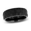 Thumbnail Image 1 of Men's Hammered Wedding Band Black Tungsten 8.0mm