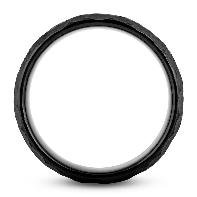 Men's Hammered Wedding Band Black Tungsten 8.0mm