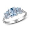 Thumbnail Image 2 of Women's Natural Aquamarine & Diamond 3-Stone Ring 1/20 ct tw 14K White Gold