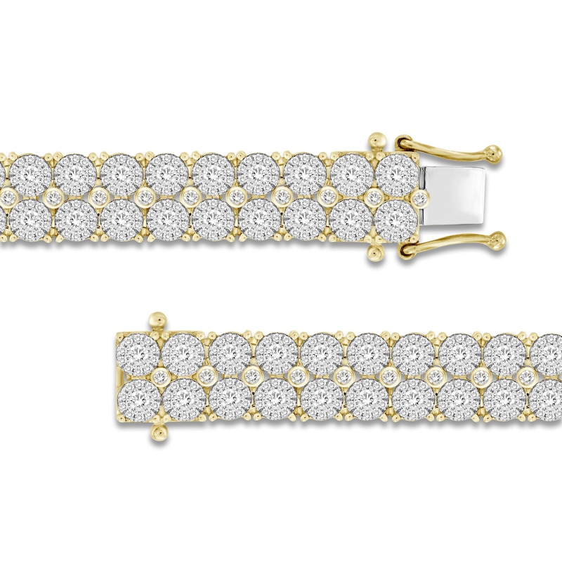 Main Image 1 of Men's Diamond Double Row Tennis Bracelet 5 ct tw Round 10K Yellow Gold 8.5"