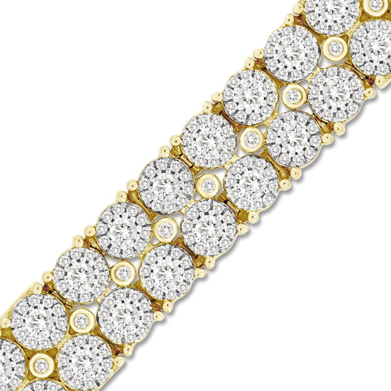 Main Image 2 of Men's Diamond Double Row Tennis Bracelet 5 ct tw Round 10K Yellow Gold 8.5"