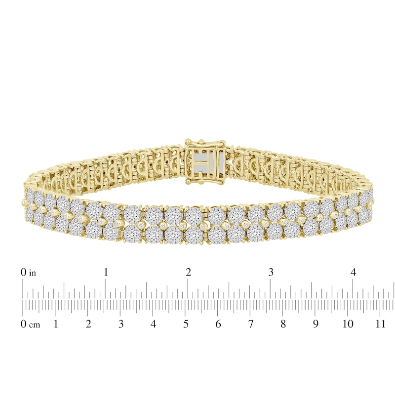 10k Gold 2 Row 5 carat Chocolate Diamond Tennis Bracelet Wide 7.25 BG726