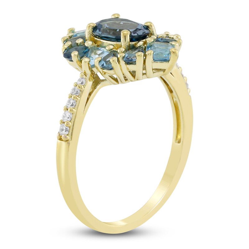 Main Image 2 of Natural Blue Topaz & Diamond Ring 1/15 ct tw 10K Yellow Gold
