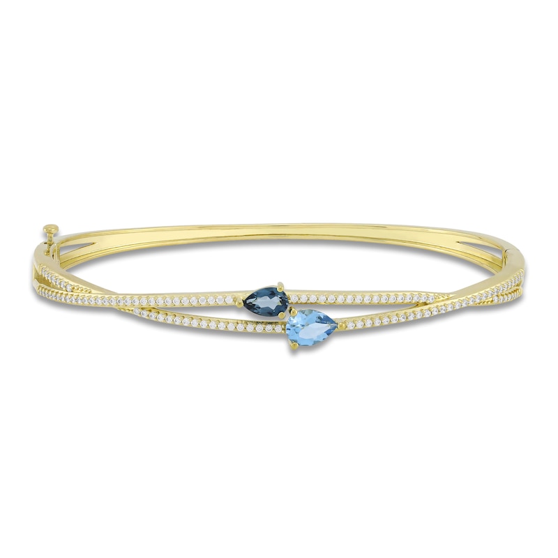 Natural Blue Topaz & Diamond Bracelet 1/2 ct tw 10K Yellow Gold