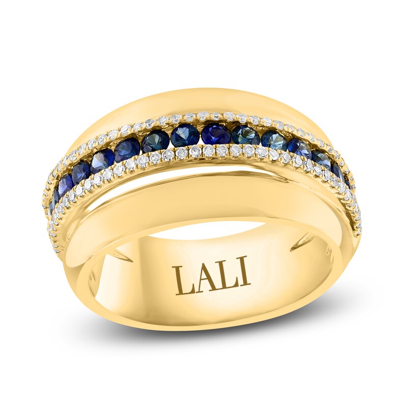 Main Image 1 of LALI Jewels Natural Blue Sapphire & Diamond Ring 1/4 ct tw 14K Yellow Gold