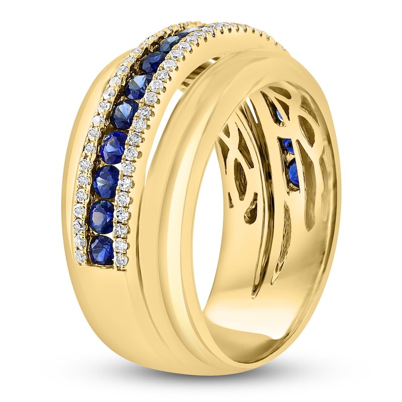 Main Image 2 of LALI Jewels Natural Blue Sapphire & Diamond Ring 1/4 ct tw 14K Yellow Gold