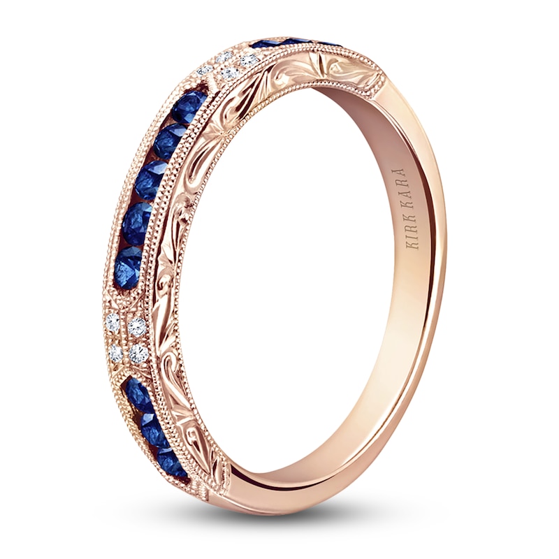 Kirk Kara Natural Blue Sapphire & Diamond Accent Wedding Band 18K Rose Gold