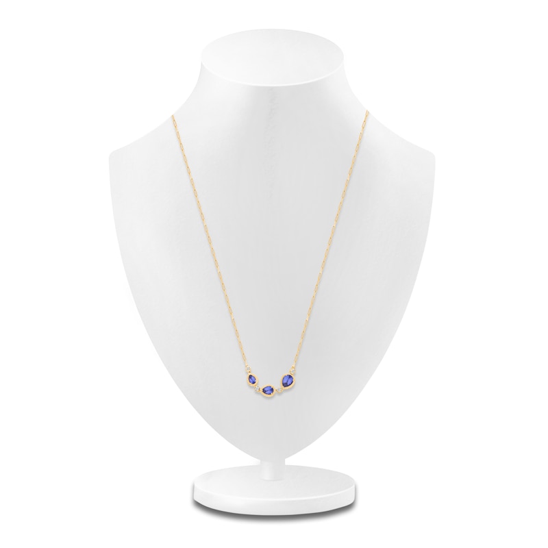 Main Image 4 of Kallati Pear-Shaped Natural Tanzanite & Diamond Necklace 1/20 ct tw Round 14K Yellow Gold 18"