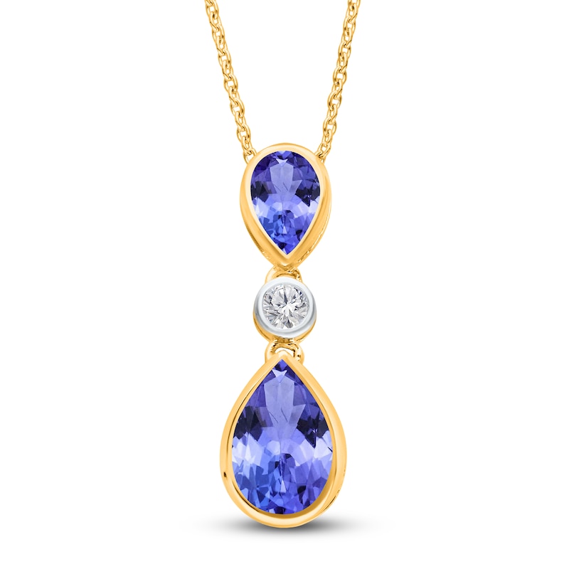 Main Image 1 of Kallati Pear-Shaped Natural Tanzanite & Diamond Necklace 1/15 ct tw 14K Yellow Gold 18"