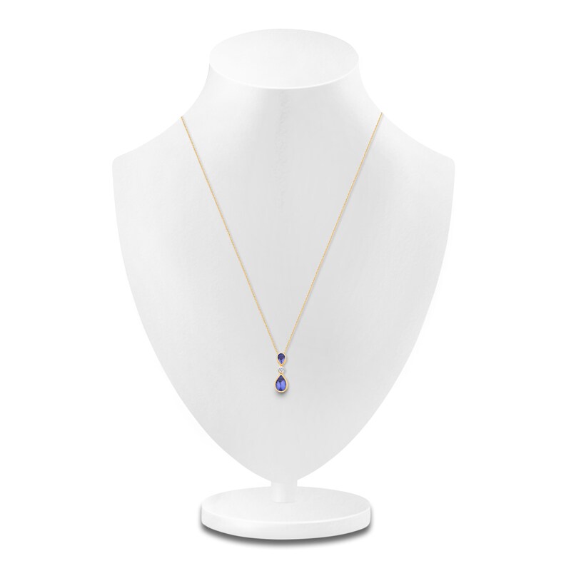 Main Image 3 of Kallati Pear-Shaped Natural Tanzanite & Diamond Necklace 1/15 ct tw 14K Yellow Gold 18"