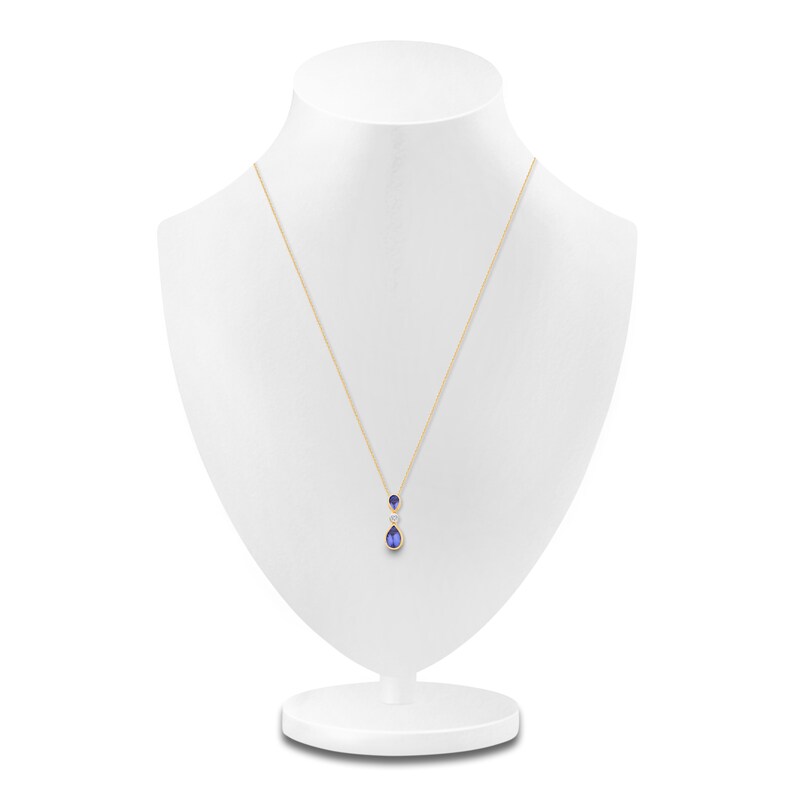 Kallati Pear-Shaped Natural Tanzanite & Diamond Necklace 1/15 ct tw 14K Yellow Gold 18"