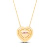 Thumbnail Image 3 of Kallati Heart-Cut Natural Pink Sapphire & Diamond Necklace 1/5 ct tw Round 14K Yellow Gold