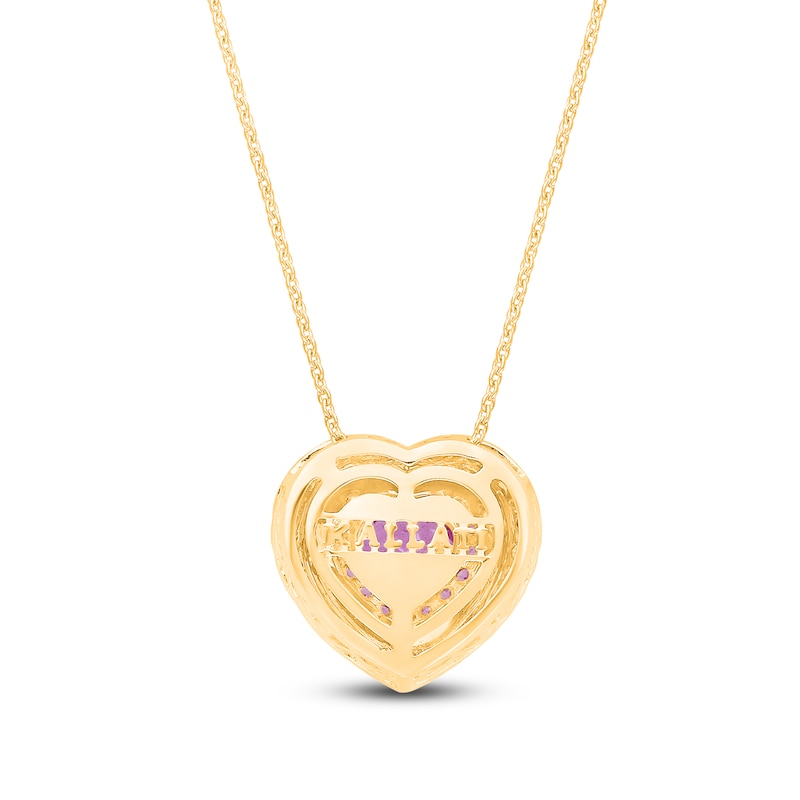 Main Image 3 of Kallati Heart-Cut Natural Pink Sapphire & Diamond Necklace 1/5 ct tw Round 14K Yellow Gold