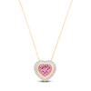 Thumbnail Image 4 of Kallati Heart-Cut Natural Pink Sapphire & Diamond Necklace 1/5 ct tw Round 14K Yellow Gold