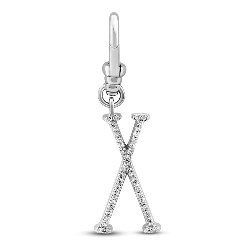 Main Image 1 of Charm'd by Lulu Frost Diamond Letter X Charm 1/8 ct tw Pavé Round 10K White Gold