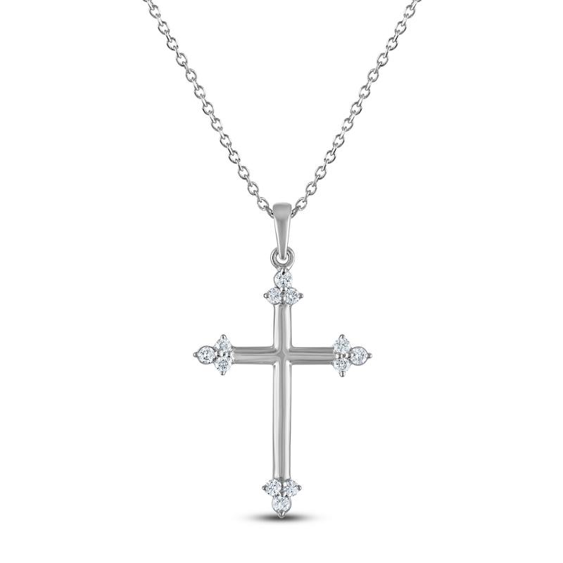 Diamond Trios Cross Necklace 1/4 ct tw Sterling Silver 18"
